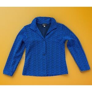 Vintage Andria Lieu Womens Blazer Size Small Cobalt Blue Art Deco USA Abstract